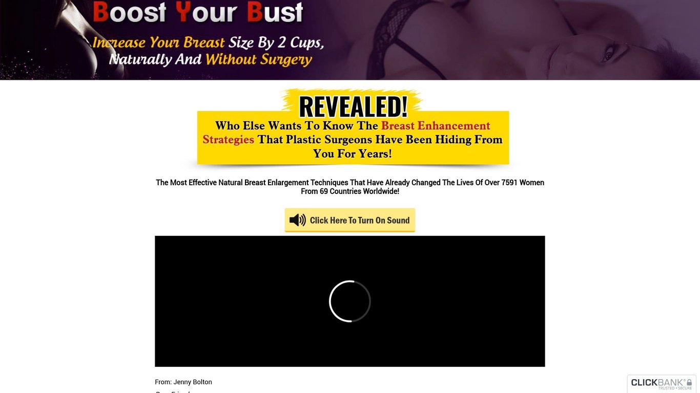 Natural Breast Enlargement - Boost Your Bust - 75% & $4.29 EPC's