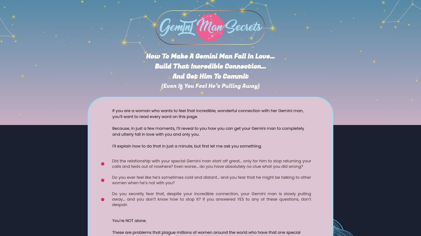 Gemini Man Secrets: Make MASSIVE Cash In “Tiny” Astro-Love Niche